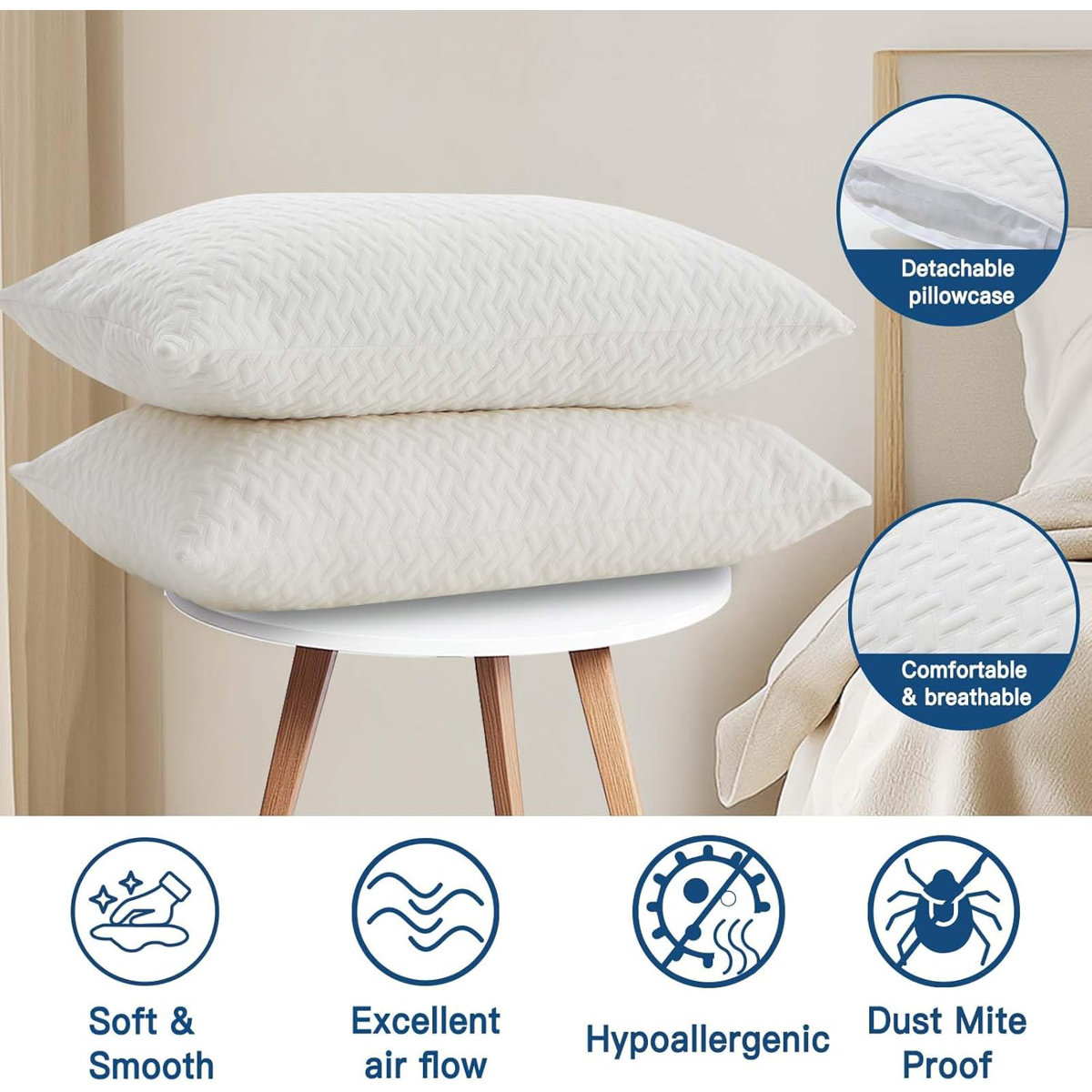 Cotton Firm Bed Pillow (Set of 2)